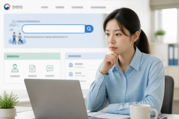 고용24 신청 메뉴를 찾을 때 민원명과 서비스명을 구분할 것
